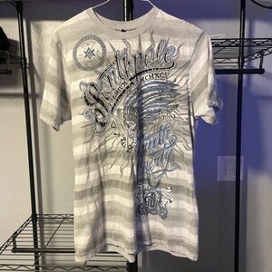 Southpole Men's Grey and Blue T-shirt